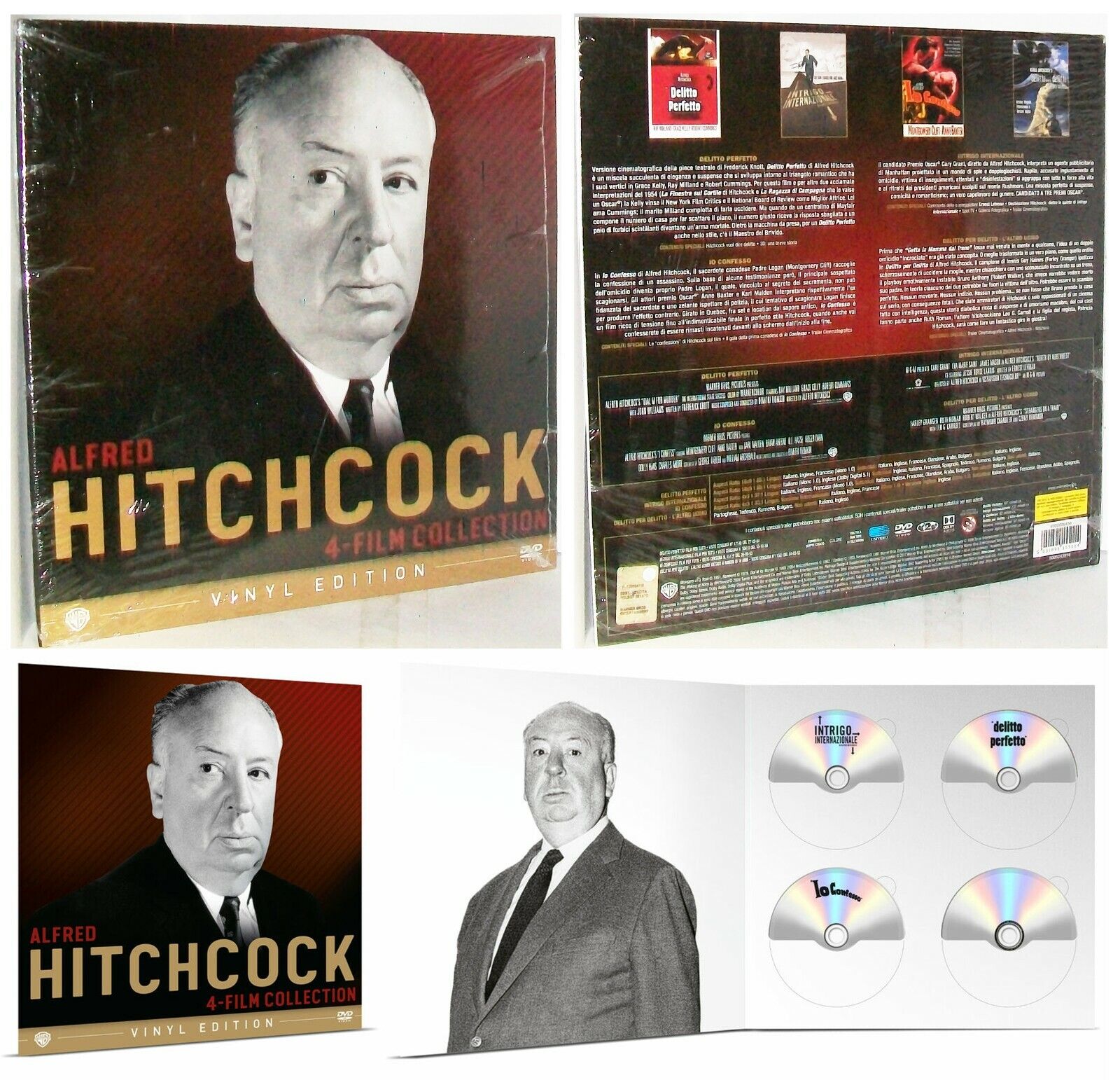 ALFRED HITCHCOCK 4-FILM COLLECTION 4 DVD (Warner Bros) VINYL EDITION SIGILLATO