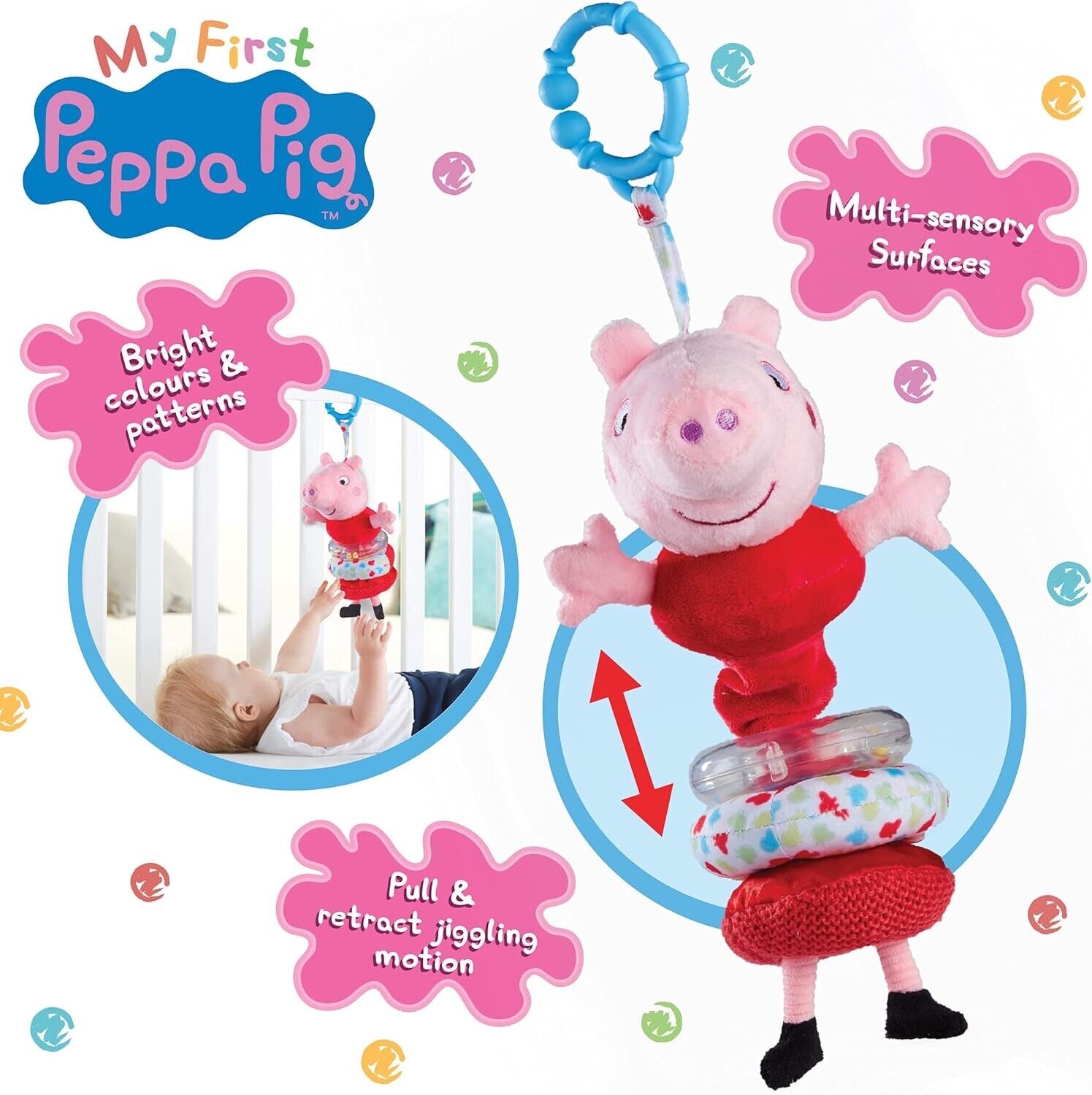 My First Peppa Pig Jiggler Soft Toy, giocattolo per bambini, da 0 Mesi +