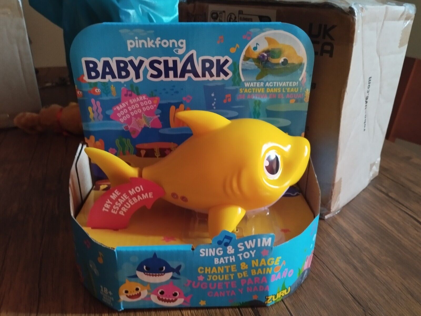 (TG. Small) ZURU Baby Shark Bath Toy Silicone Fin, (Baby Shark, Giallo) - NUOVO