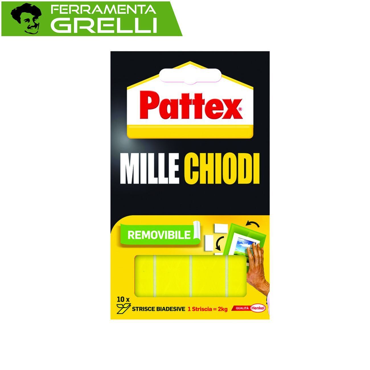 PATTEX MILLECHIODI BIADESIVO REMOVIBILE  • 10 strisce mm 40x20