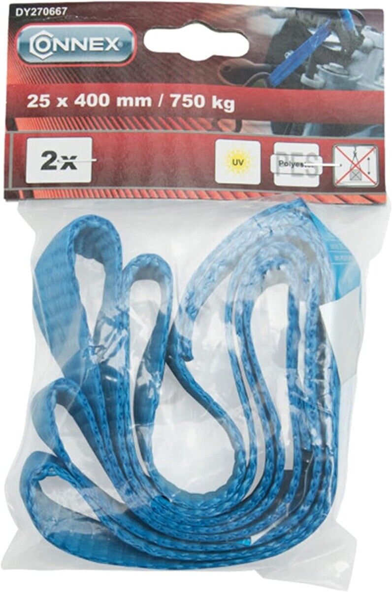 CONNEX - 2 CINTE ANCORAGGIO MOTO 25X400MM CARICO 750KG IN POLIESTERE
