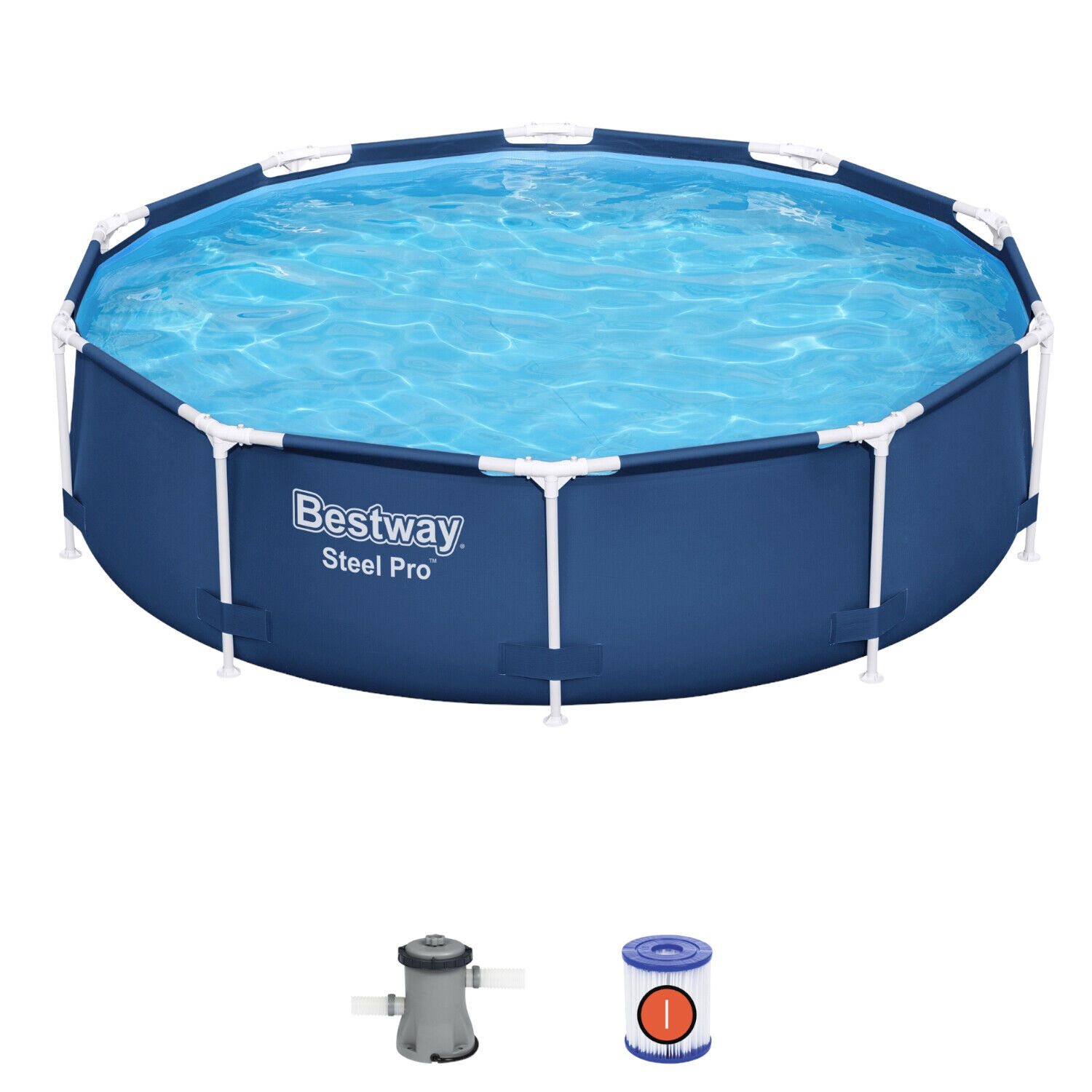 Bestway 56679 Steel Pro Frame Pool Set Rotonda con Pompa di Filtraggio 305x76 cm