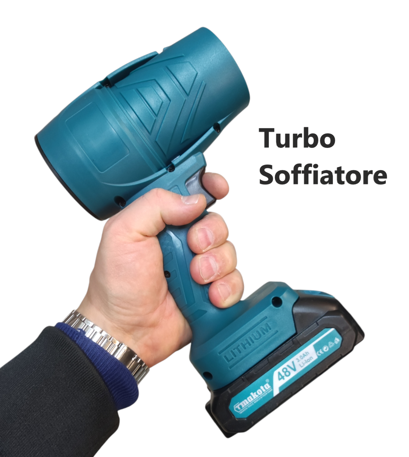 SOFFIATORE A BATTERIA PER FOGLIE TURBO VENTOLA DOPPIA BATTERIA 48VF BATTERIE