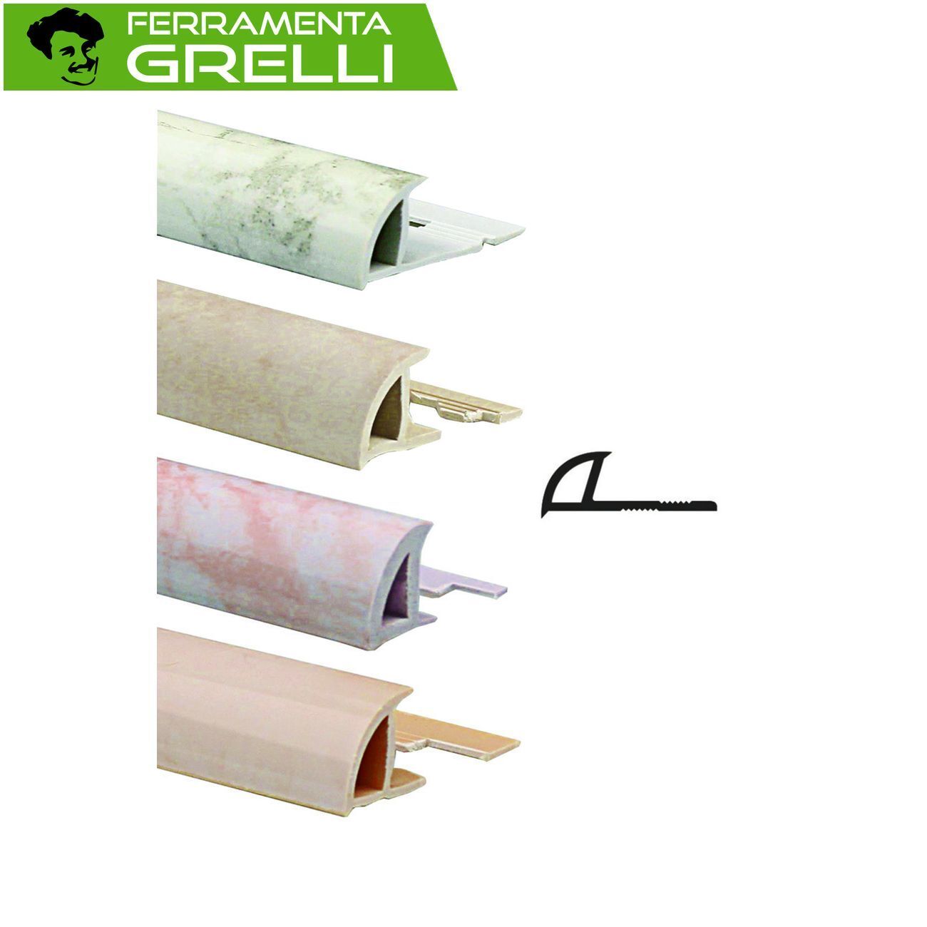 PROFILO ECORONDMARM MT.2,5 SPESSORE mm 1 PVC • mm 8 PVC bianco carrara  • 5 pz