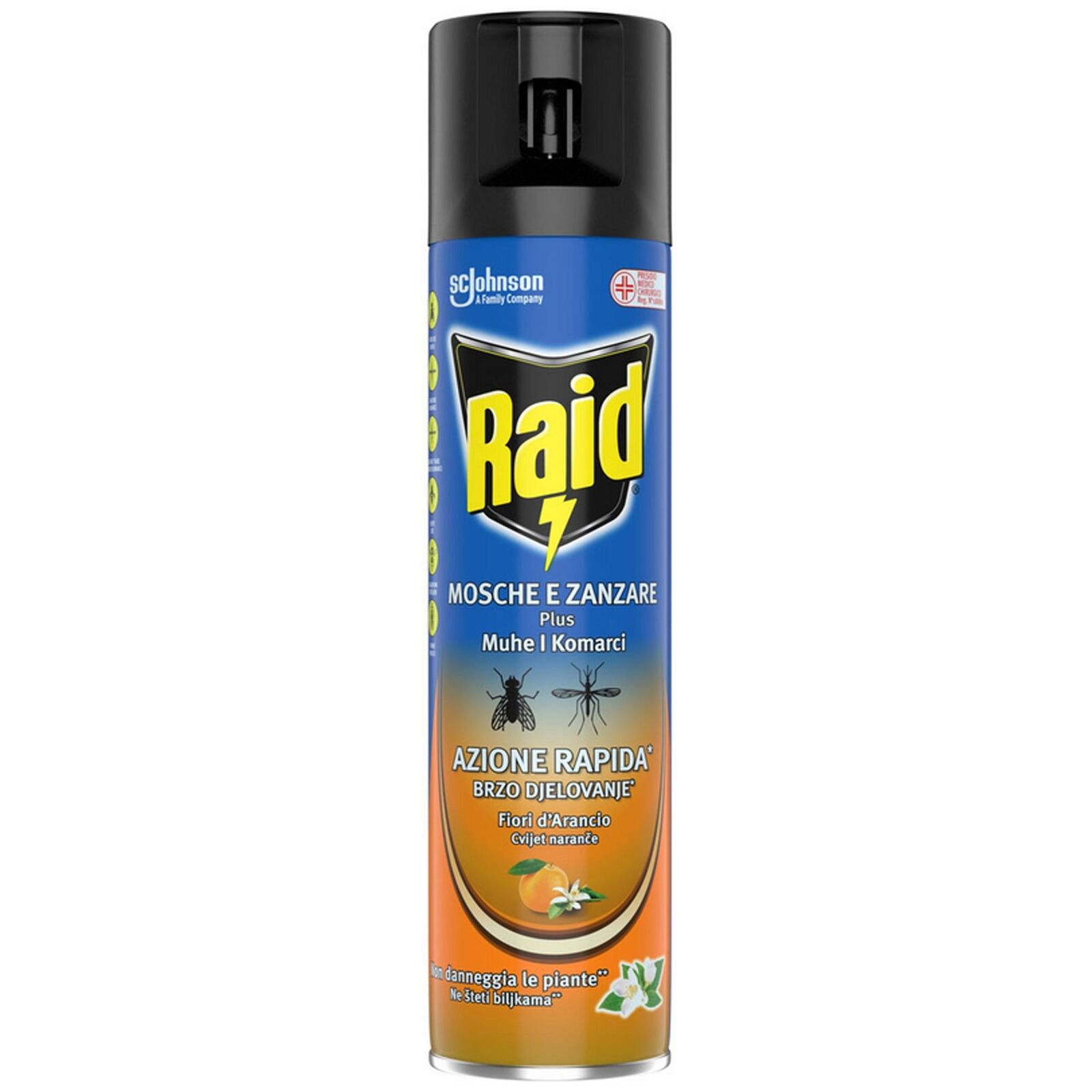 RAID MOSCHE E ZANZARE SPRAY ARANCIO INSETTICIDA 400ML