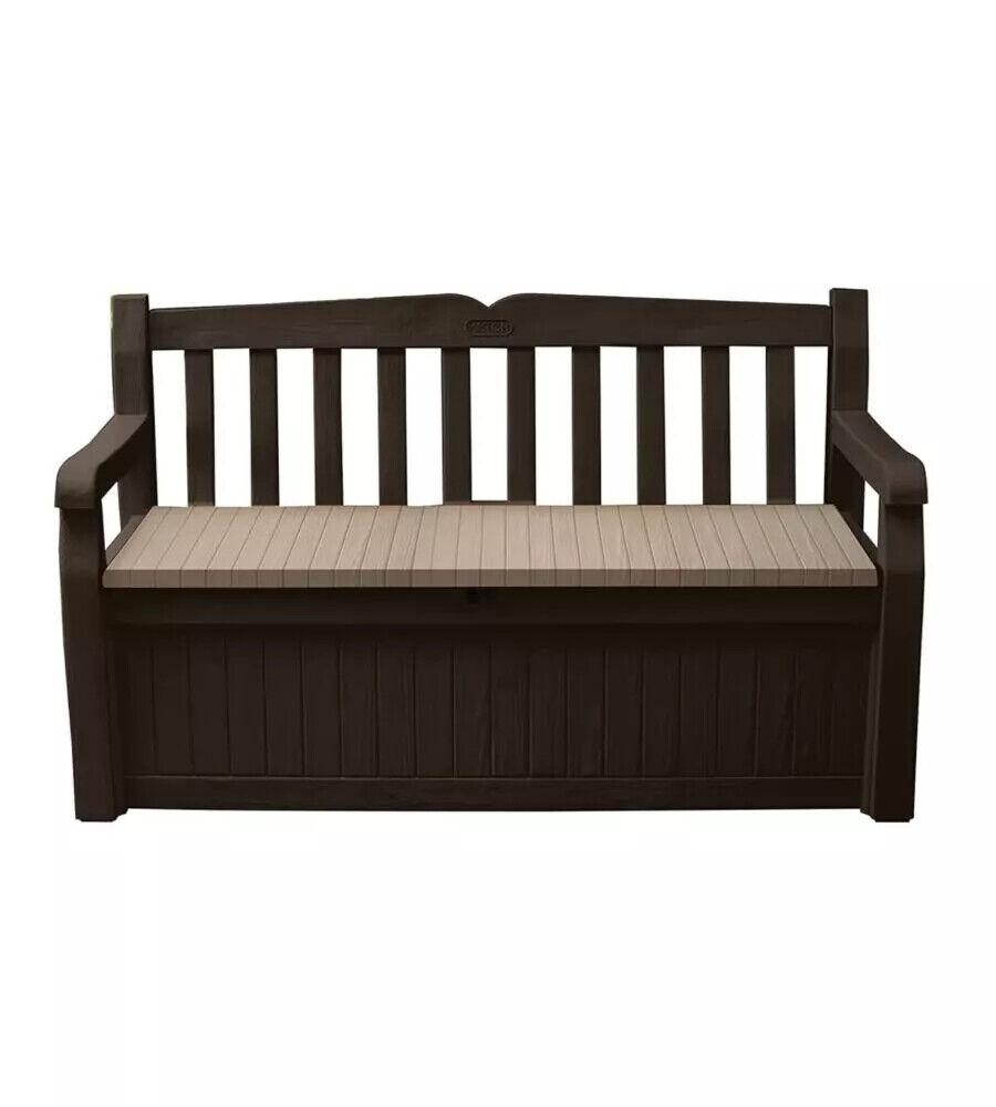 PANCHINA CASSAPANCA KETER "EDEN STORAGE BENCH" IN RESINA MARRONE, 140X60X84 CM