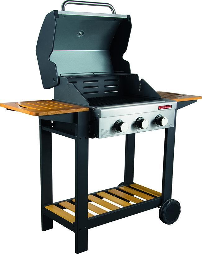 52628 BARBECUE SANDRI GARDEN A GAS OCEANIA 3 FUOCHI STEEL/WOOD 10,8 KW