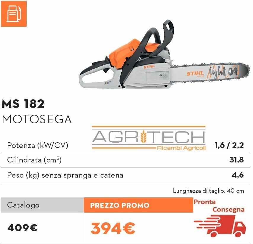 MOTOSEGA A ASCOPPIO STIHL MS 182 CON LAMA DA 40 CM