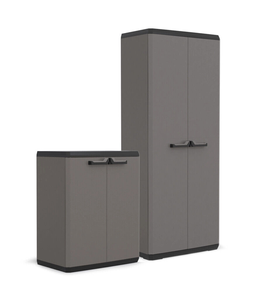SET ARMADIO IN RESINA "PIù" ALTO E BASSO, 68X39X166/83 CM
