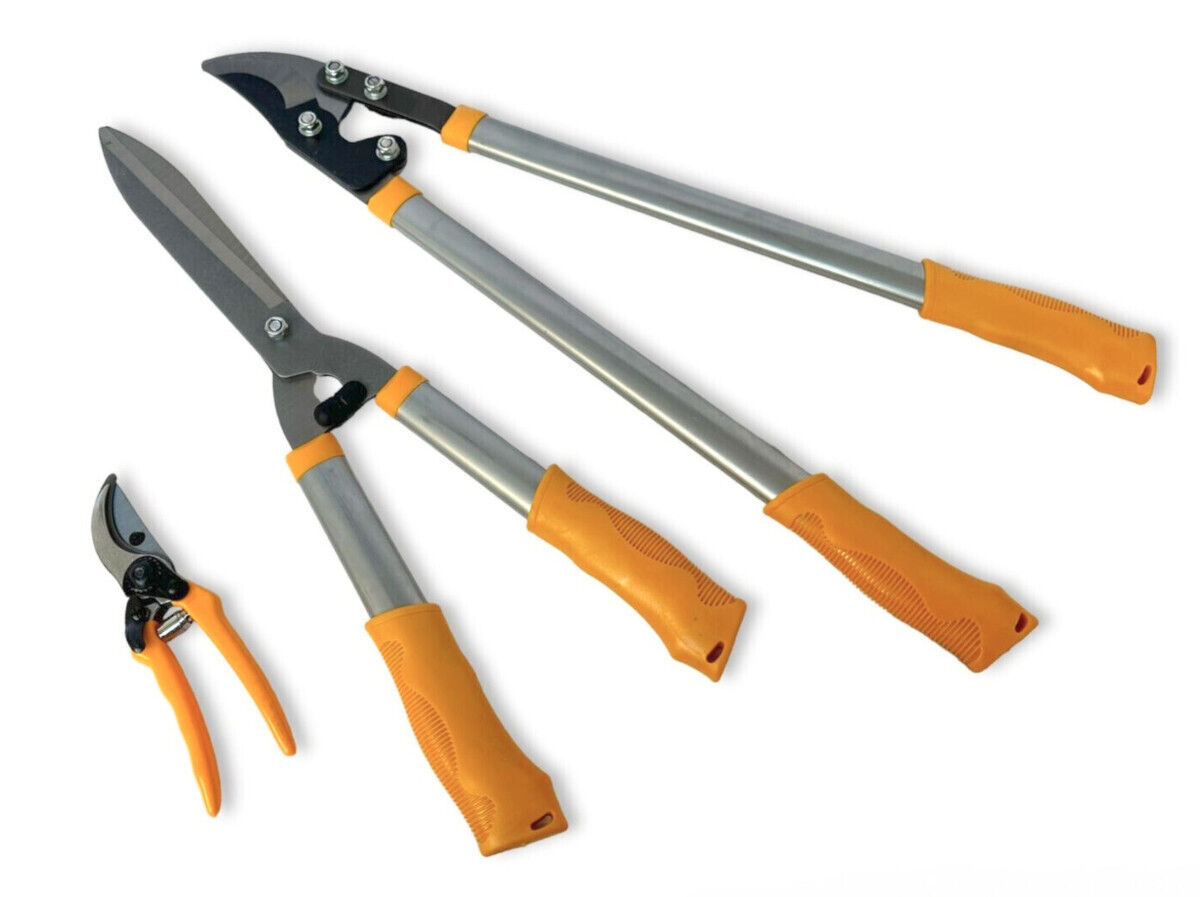 KIT FORBICI FORBICE POTATURA TAGLIASIEPI TRONCARAMI 3PZ CESOIE CESOIA POTA HO