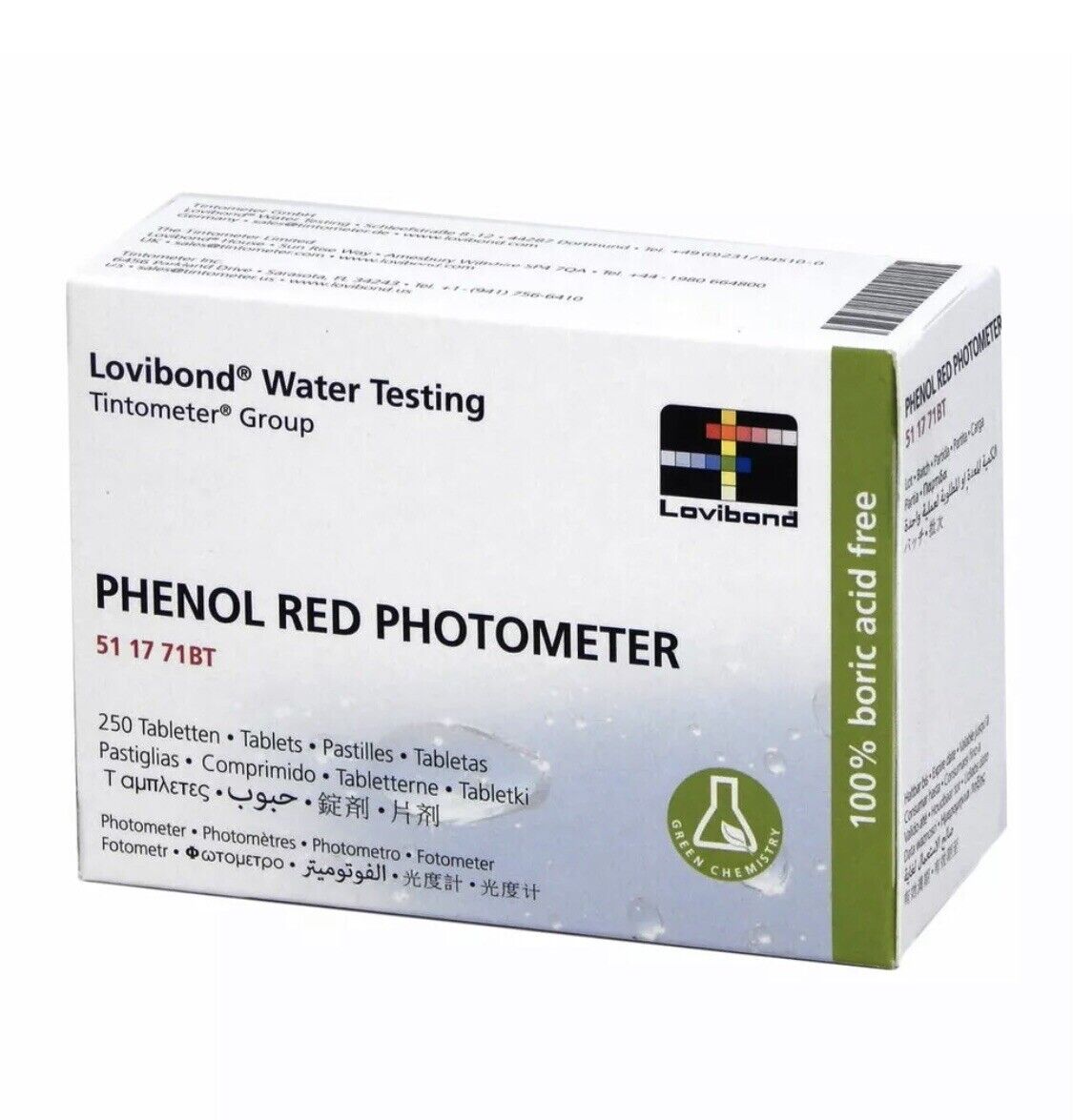 250 PASTIGLIE PH-PHENOL RED PHOTOMETER LOVIBOND PER TEST
