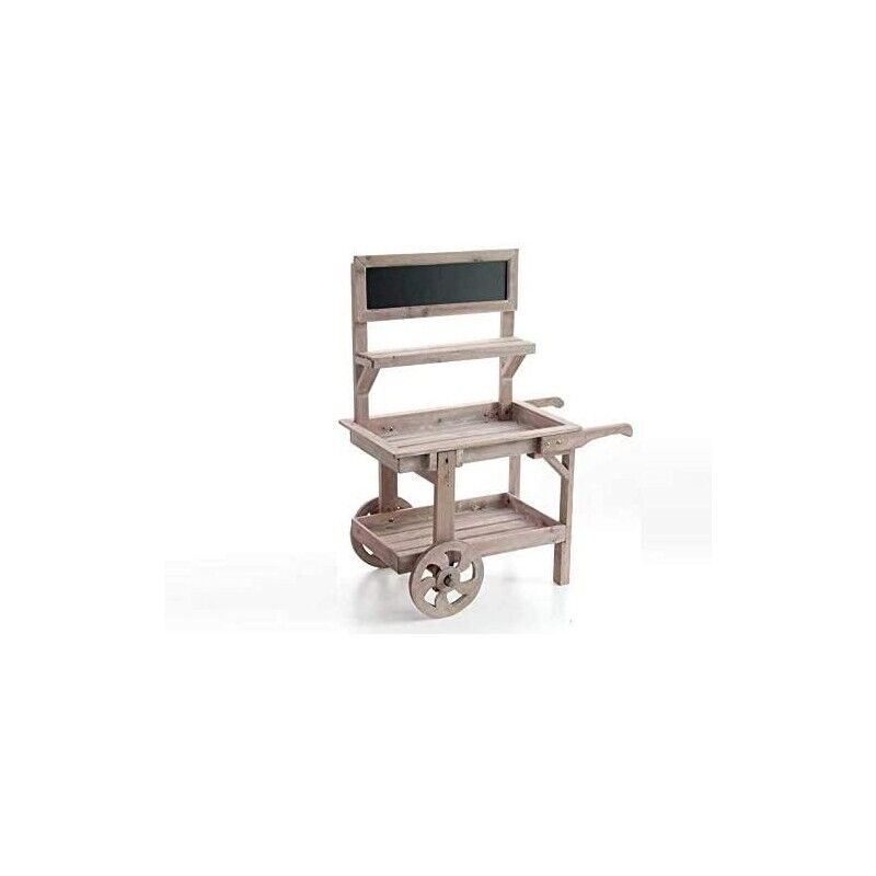 CARRETTO PORTA PIANTE REALIZZATO IN LEGNO NATURALE CON LAVAGNA 69 X 33 X H85 CM
