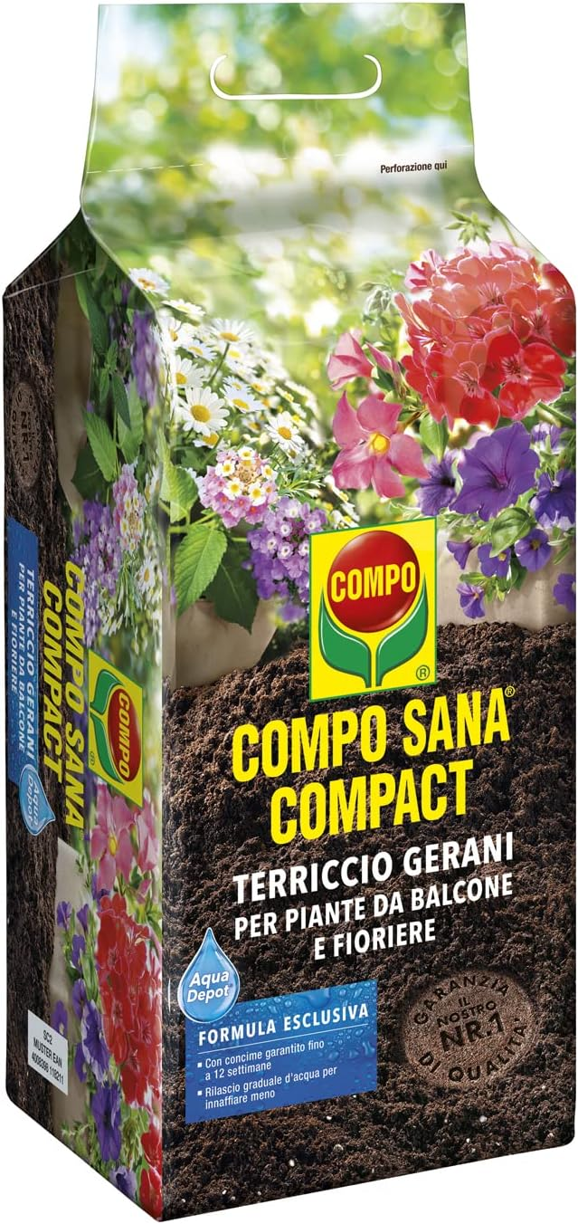 Compo SANA GERANI COMPACT Terra Terriccio substarto piante balcone 25 LT