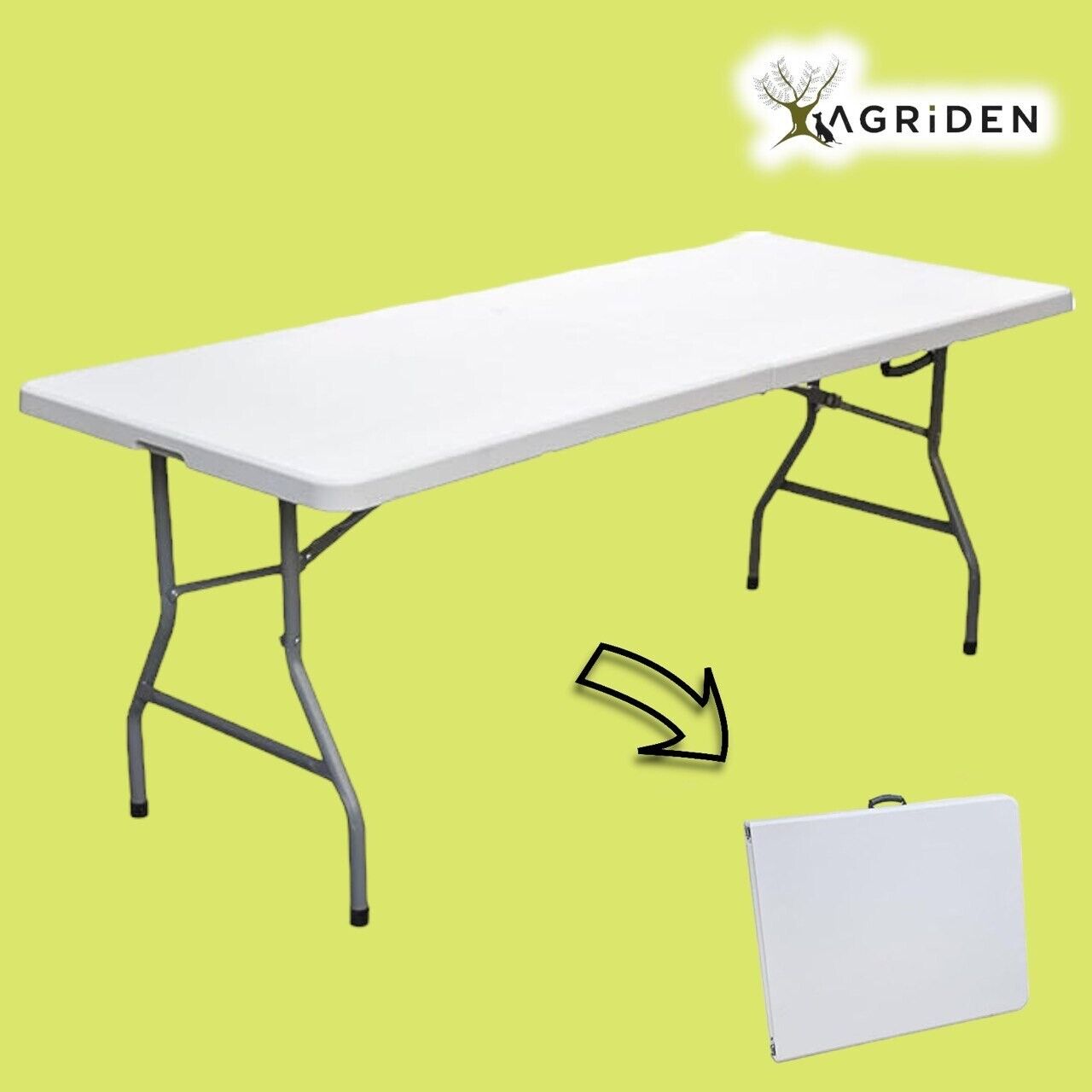 TAVOLO BIRRERIA BIANCO IN HDPE GAMBE IN ACCIAIO PIANO DA 180x70 H 74 CM - VETTE