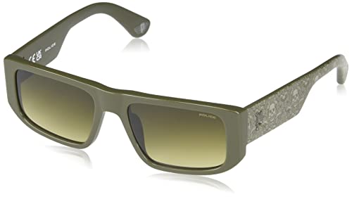 Police Spll13 Occhiali, Shiny Olive Green, 55 Uomo