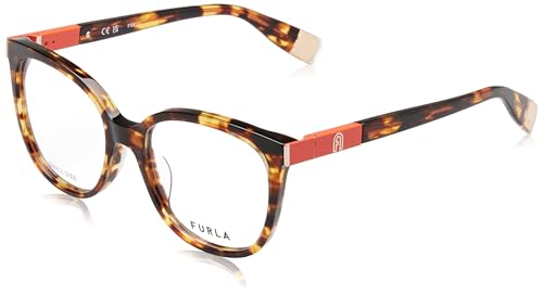 Furla Eyeglass Frame Vfu720 Shiny Brown/Yellow Havana 52/17/135 Donna Occhiali