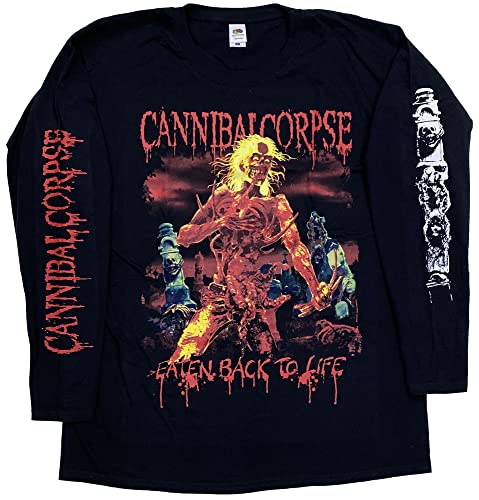 Cannibal Corpse, Eaten Back To Life, Edizione Uk, Manica Lunga, Manica Lunga, Band T-Shirt, Nero, Xl