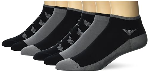 Emporio Armani All Over Logo 2-Pack Sneaker Socks, Calzini Uomo, Multicolore (Black-Black-Black), Taglia Unica