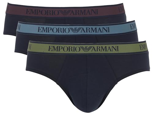 Emporio Armani Core Logoband 3-Pack Brief Briefs, Marine/Marine/Marine, S Men'S