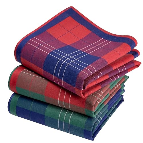 Fazzoletti In Tessuto Da Uomo, 100% Cotone Pettinato, 45 X 45 Cm, 3 Pezzi, Modello A24