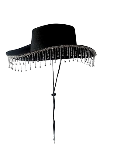 Alandra Party Cow-Black Cappello Da Cowboy Con Gocce Di Diamante