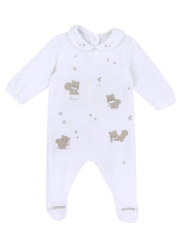 Chicco Tutina Con Apertura Patello, In Ciniglia Bimba 0-24, Bianco, 3 Mesi, Designed In Italy
