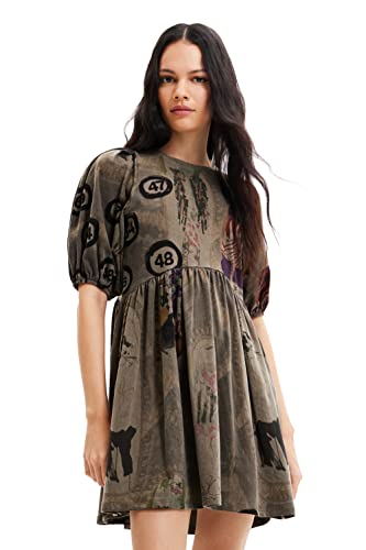 Desigual Vest_Neus, 4092 Kaki Abito Casual, Verde, M Donna