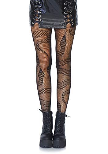 Leg Avenue Snake Fishnet Tights Collant A Rete Serpente, Nero, Taglia Unica (Pack Of 1) Donna