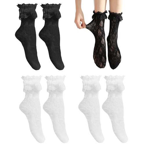 Skhaovs 3 Paia Calzini Pizzo Alla Caviglia Da Donna Carino Ruffle Liners Calzini Da Donna Principesse Calzini Frilly Calzini Alla Caviglia In Pizzo Co