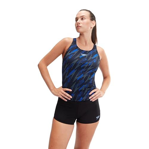 Speedo Hyperboom Tankini, Nero/Blu, 60 Women'S
