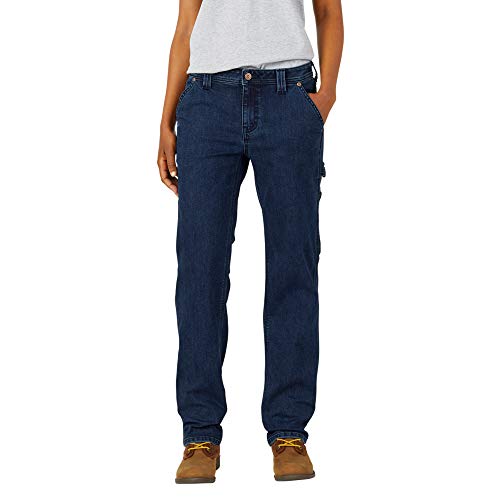 Dickies Donna, Pantaloni Carpenter In Denim, Taglio Dritto, Lavaggio Pietra Scura, 6/Regular