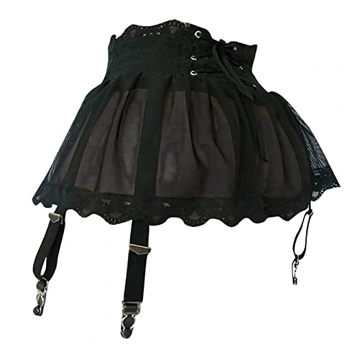 Rosvajfy Minigonna Sexy Reggicalze Vita Alta Donna 6 Clip Metallo Per Calze,Giarrettiere Elastiche Regolabili Biancheria Intima Lacci Lingerie Maglia