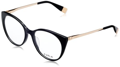 Furla Eyeglass Frame Vfu722 Shiny Black 53/17/135 Donna Occhiali, Nero Luccicante