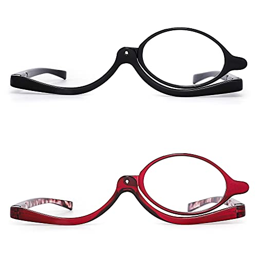 Jm 2 Pacco Occhiali Da Lettura Per Trucco Ingrandisci Flip Down Cosmetici Per Donna Lettori +2.25