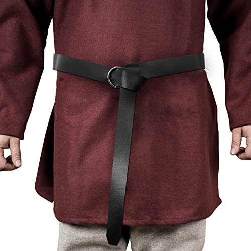 Hiifeuer Medieval Pu Leather Ring Belt, Retro Renaissance Rivets Belt For Larp, Ren Faire & Halloween (Nero A)