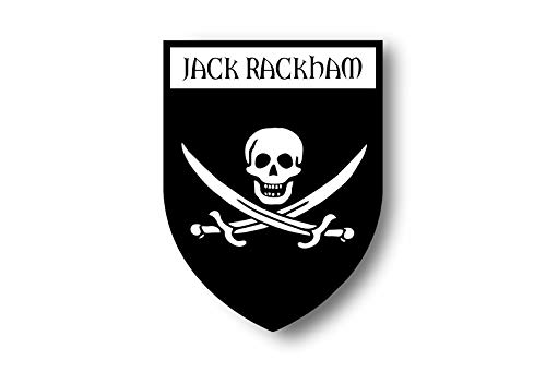Sticker Adesivi Adesivo Stemma Bandiera Auto Pirata Teschio Pirati Jack Rackham