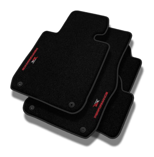 Performance Tappetini Tappetini Auto In Velluto Personalizzati Per Tesla Model Y Ab 2020 - Standard, Traforato, Rosso-Bianco -Ricamo Cnc Preciso, Pipi