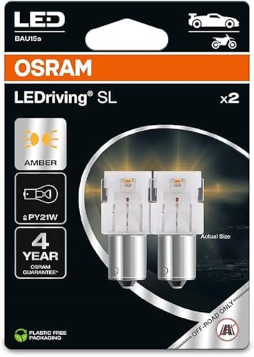 Osram Ledriving Sl, Py21W, Ambra, Doppio Blister (2 Lampade), Retrofit Led, Solo Uso Fuoristrada