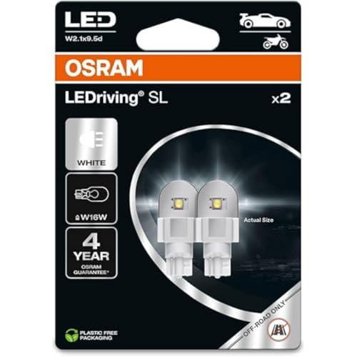 Osram Ledriving Sl, W16W, Bianco 6000K, Double Blister (2 Lamps), Led Retrofit, Offroad Use Only