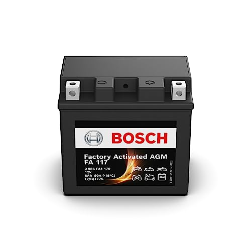 Bosch Fa117 - Batteria Agm Per Motocicli - 12V 90A 6Ah - Adatta Per Moto, Motociclette, Enduro, Scooter, Quad, Moto D'Acqua - Compatibile M6009, Btz7S