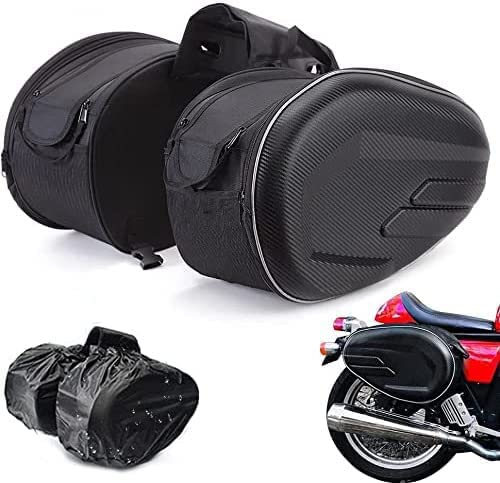 Borse Laterali Moto, Borsa Posteriore Moto,Zaino Moto 36L-58L,Coppia Di Borse Laterali Grandi Espandibili Impermeabili -Nero