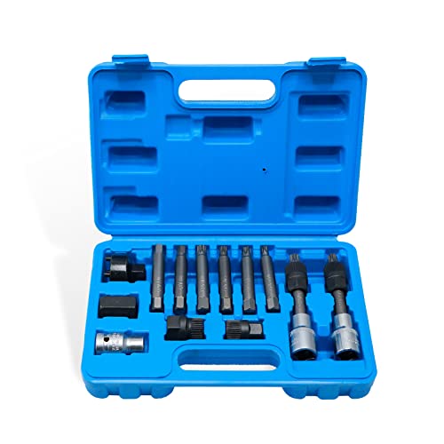 Cclife 13 Pezzi Chiavi Smontaggio Puleggia Alternatore Motore Auto Svita Avvita 12.5Mm 1/2''
