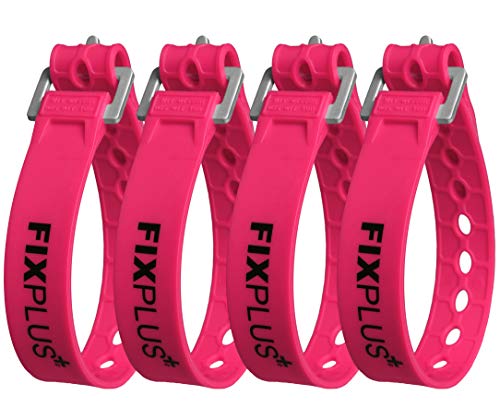 Fixplus Strap 4-Pack - Lashing Strap Per Assicurare, Fissare, Impacchettare E Legare, In Plastica Speciale Con Fibbia In Alluminio 35Cm X 2.4Cm (Rosa)