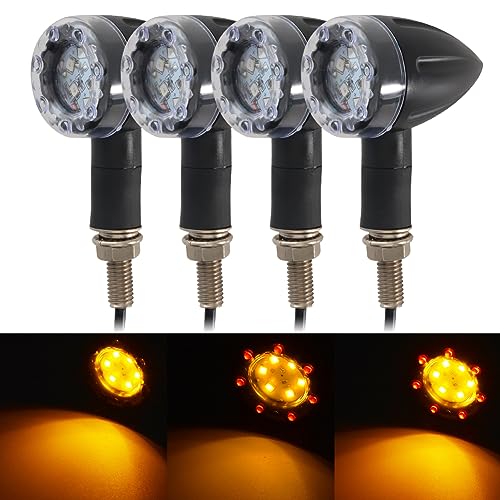 Natgic Indicatore Di Direzione, 4Pcs Motociclo Universale Mini Bullet Led Indicatori Di Direzione Luce Di Stop Luce Di Posizione Posteriore Luci Di Po