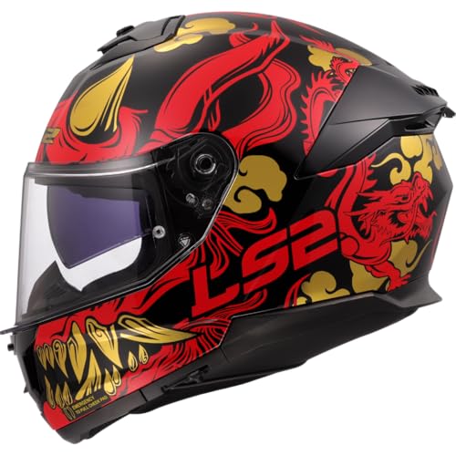 Ls2, Casco Moto Integrale Stream Ii Drako Gloss Black Red, Xl