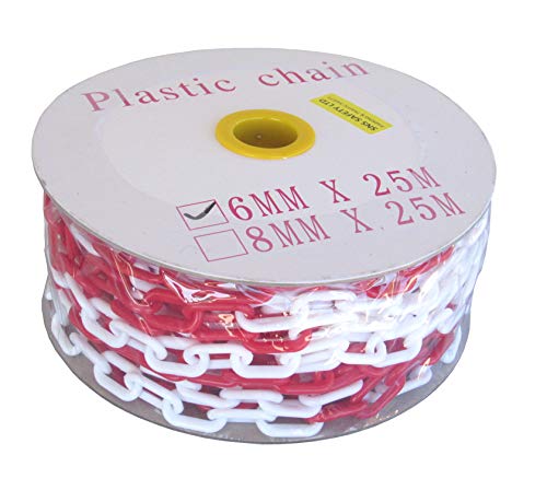 Sns Safety Ltd Catena Di Plastica Per Il Parcheggio, Bianca E Rossa, 6 Mm, 25 Metri