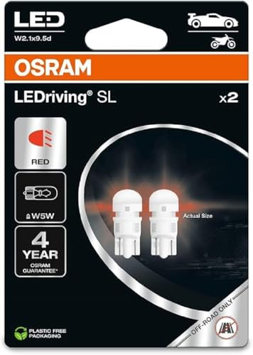 Osram Ledriving Sl, W5W, Rossa, Double Blister (2 Lamps), Led Retrofit, Offroad Use Only