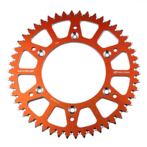 Scar Corona Ergal Compatibile Con Ktm Sx/Sxf/Exc/Excf 125 150 250 300 350 450 500 93-23, Arancione - 48 Denti