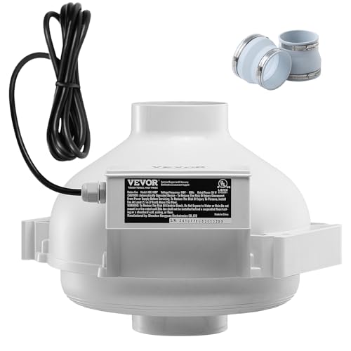 Vevor Kit Di Installazione Ventola Radon Da 98 A 114 Mm Kit Di Mitigazione Del Radon Silenzioso 260 Cfm 2 Giunti, Ventola Per Radon Impermeabile, Vent