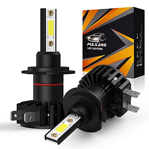 Pulilang Lampadine H7 Led, H7 Led Lampadina 60W 12000Lm 6500K Bianco, Ip65 Estremamente Luminoso 300% Più Luminosa Della Lampadina Alogena, Per Fari A
